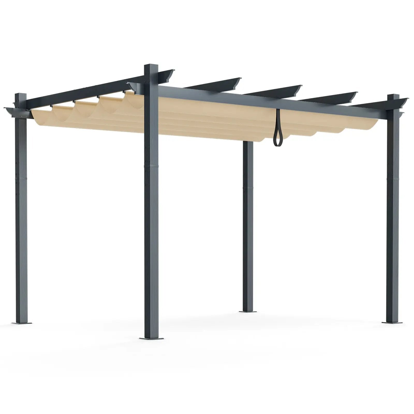 10 x 12 Feet Outdoor Aluminum Retractable Pergola Canopy Shelter Grape Trellis by DirectDeals