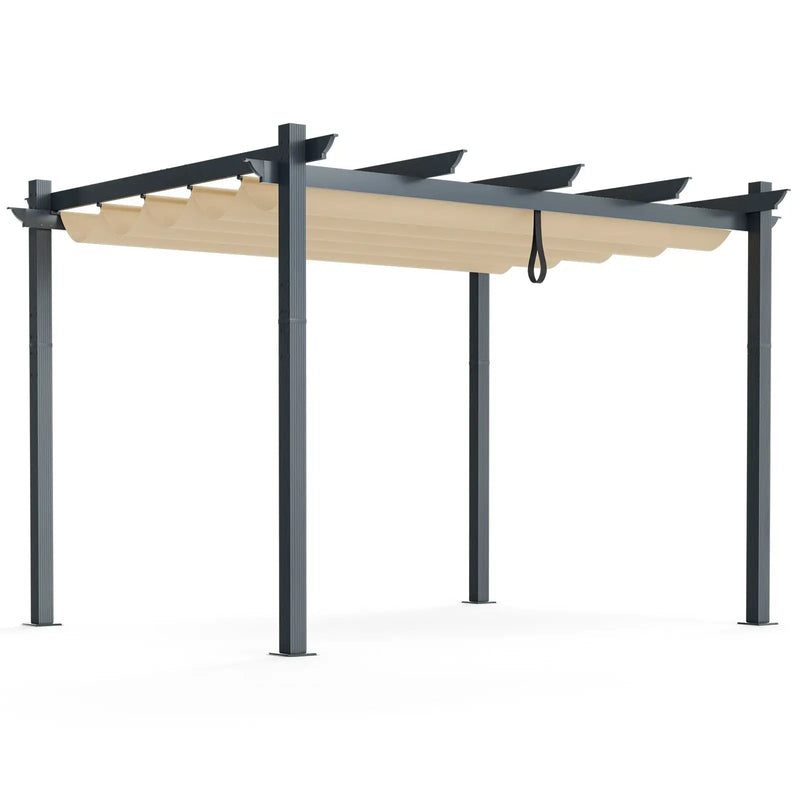 10 x 12 Feet Outdoor Aluminum Retractable Pergola Canopy Shelter Grape Trellis by DirectDeals