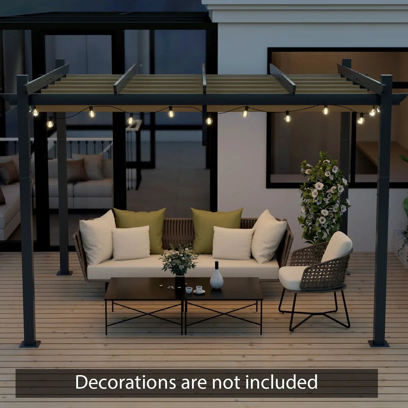 10 x 12 Feet Outdoor Aluminum Retractable Pergola Canopy Shelter Grape Trellis by DirectDeals
