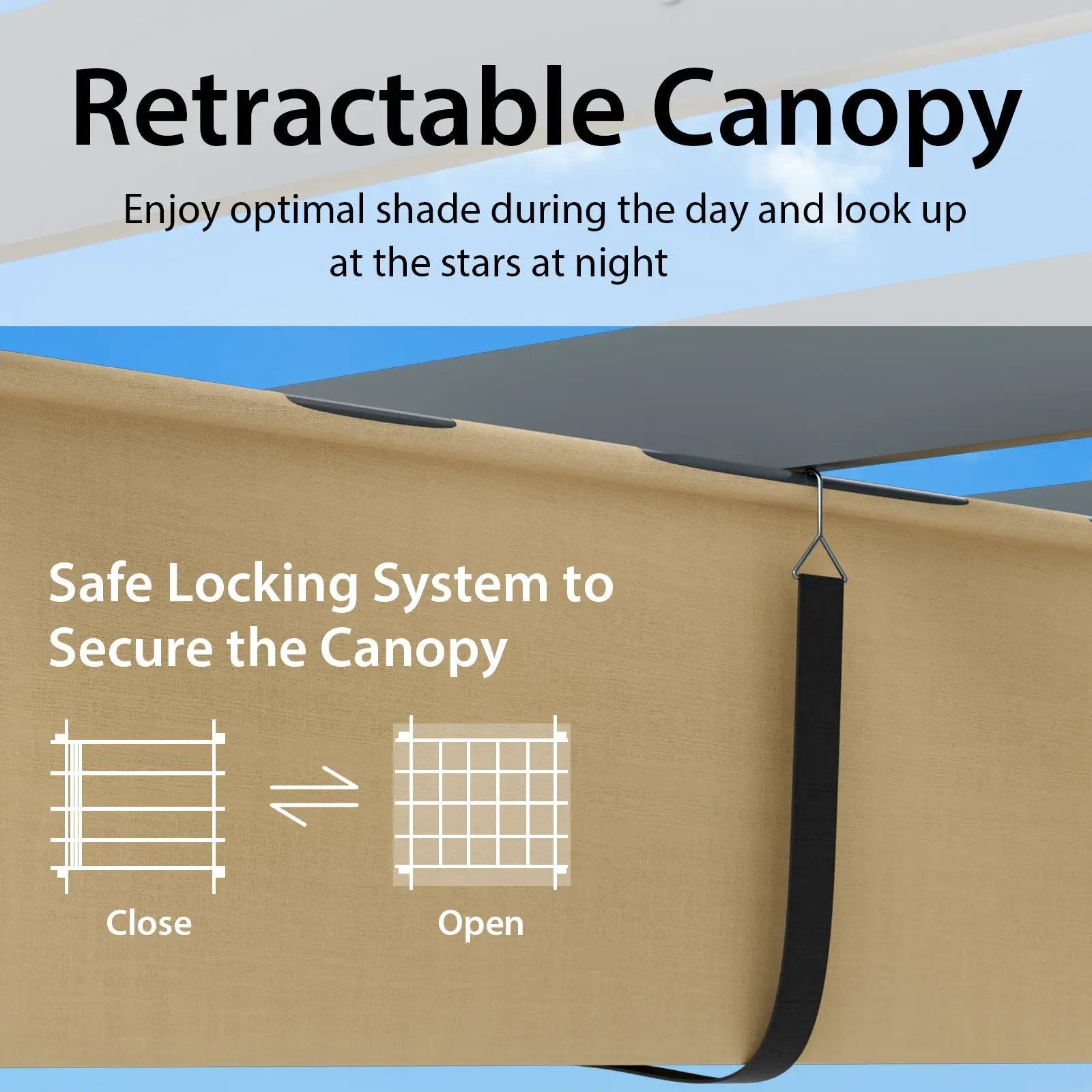 10 x 12 Feet Outdoor Aluminum Retractable Pergola Canopy Shelter Grape Trellis by DirectDeals