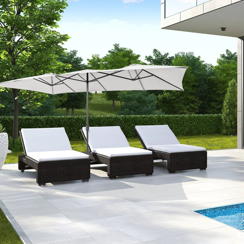 15 Feet Double-Sized Patio Umbrella with Crank Handle and Vented Tops by DirectDeals