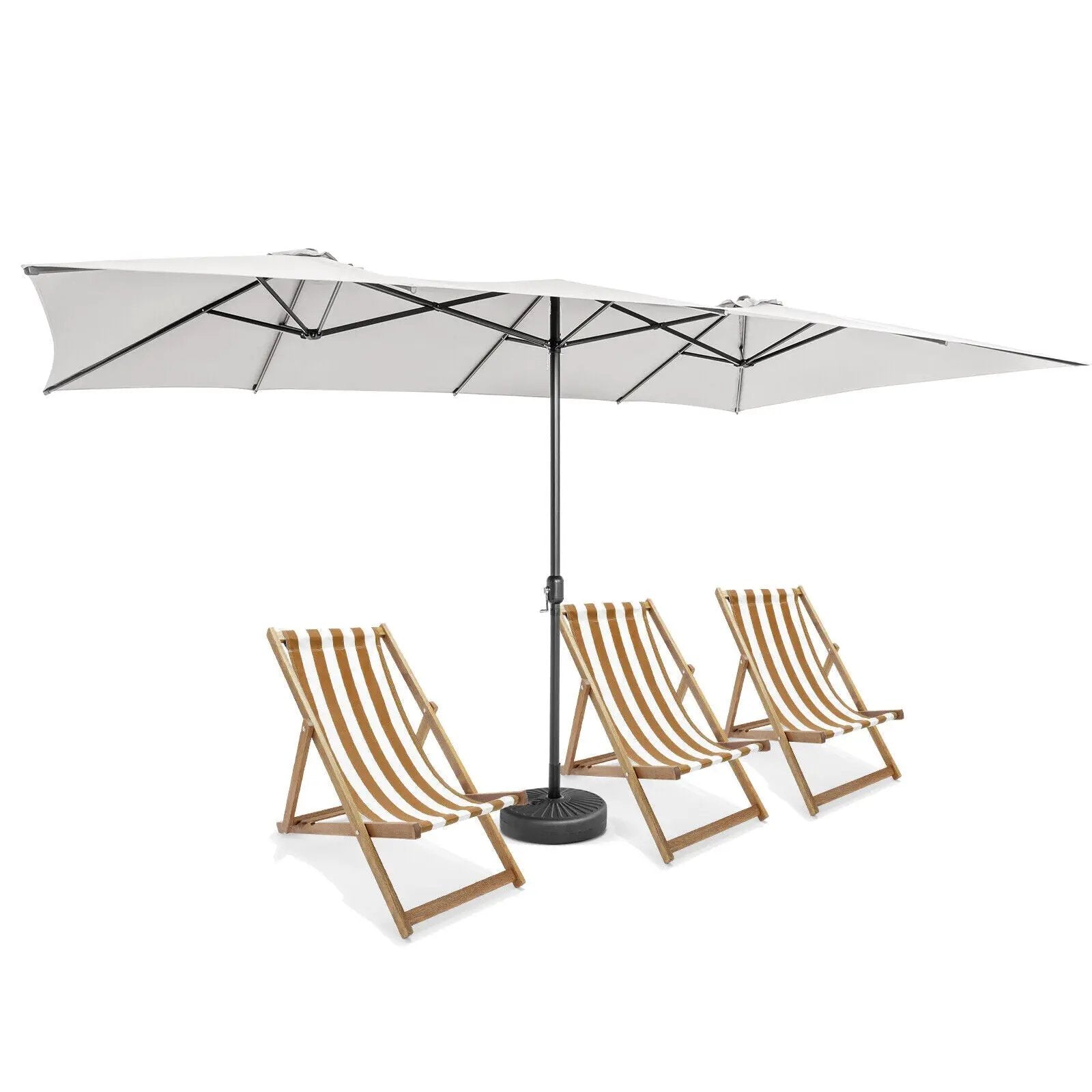 15 Feet Double-Sized Patio Umbrella with Crank Handle and Vented Tops by DirectDeals