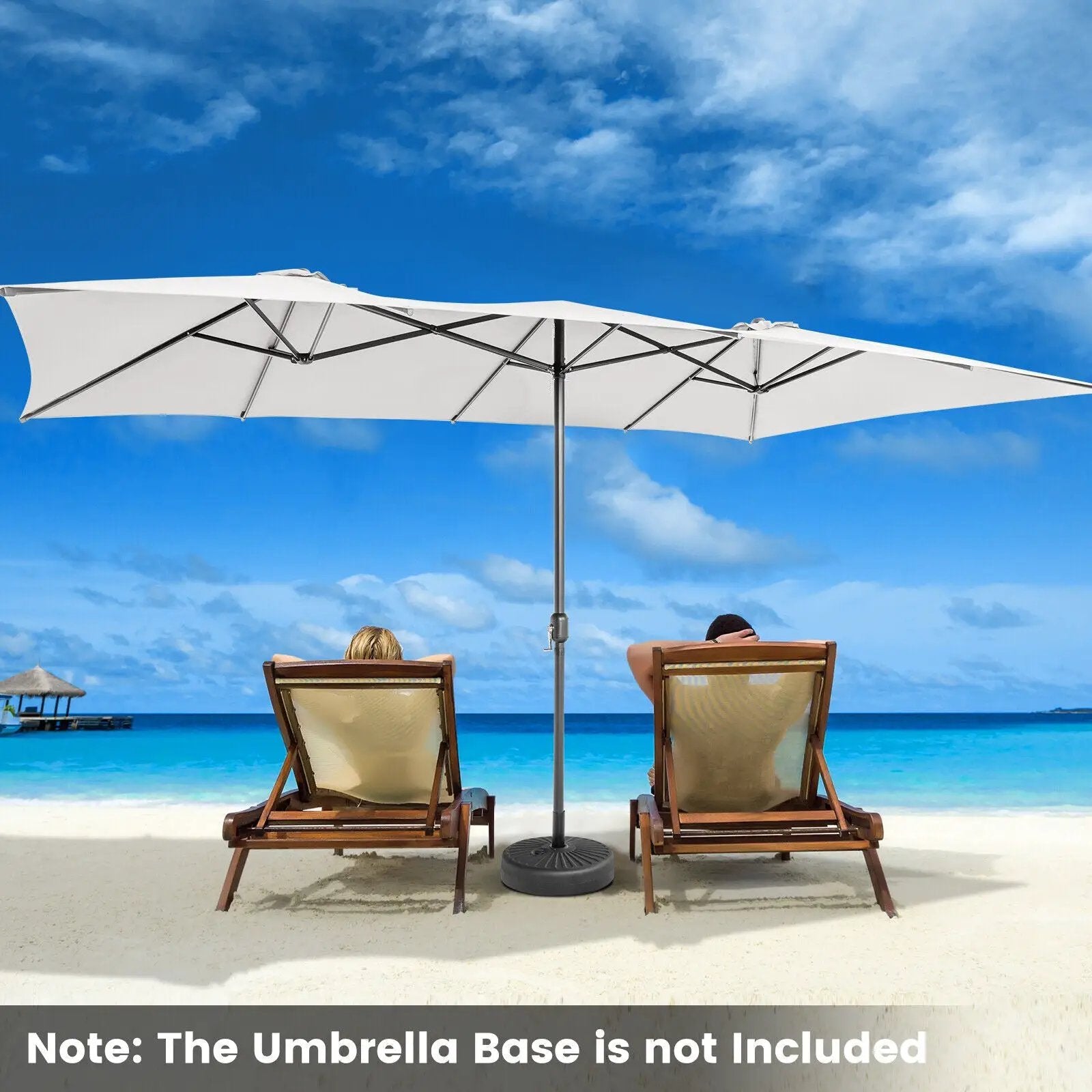 15 Feet Double-Sized Patio Umbrella with Crank Handle and Vented Tops by DirectDeals