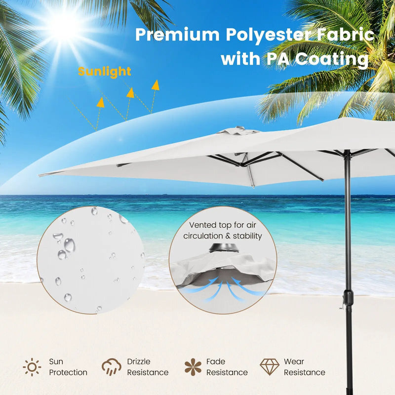 15 Feet Double-Sized Patio Umbrella with Crank Handle and Vented Tops by DirectDeals