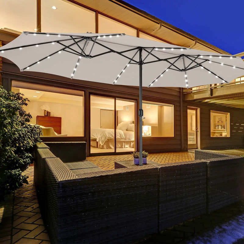 15 Feet Double-Sided Patio Umbrella with 48 LED Lights by DirectDeals