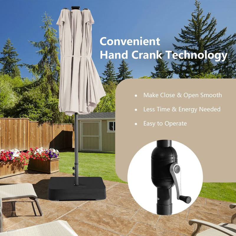 15 Feet Double-Sided Patio Umbrella with 48 LED Lights by DirectDeals