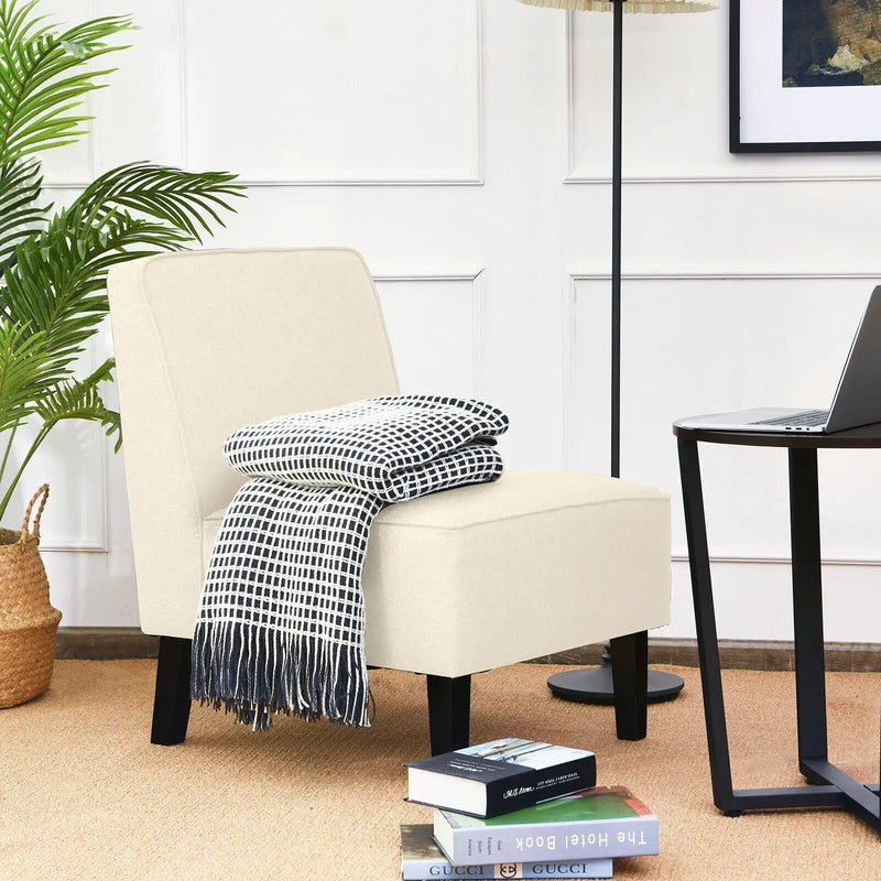 Modern Armless Accent Sofa Chair with Rubber Wood Legs by DirectDeals