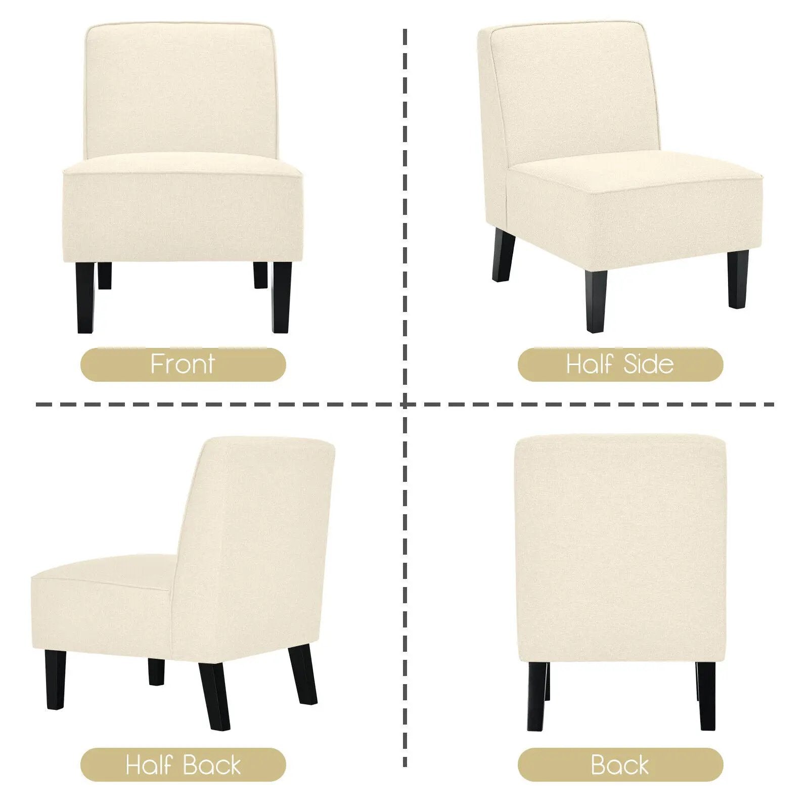 Modern Armless Accent Sofa Chair with Rubber Wood Legs by DirectDeals