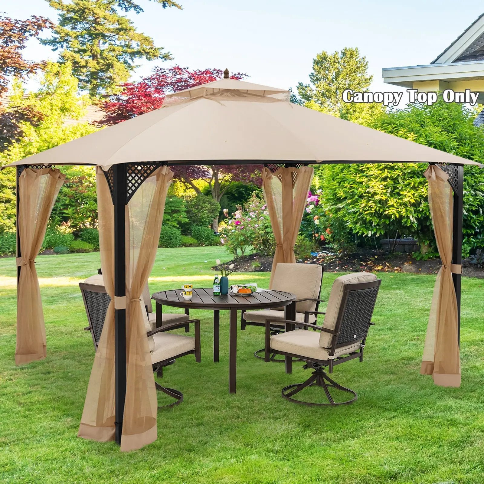 10 x 12 Feet Gazebo Replacement Top with Air Vent and Drainage Holes by DirectDeals