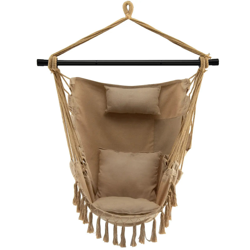 Hanging Rope Swing Chair with Soft Pillow and Cushions by DirectDeals