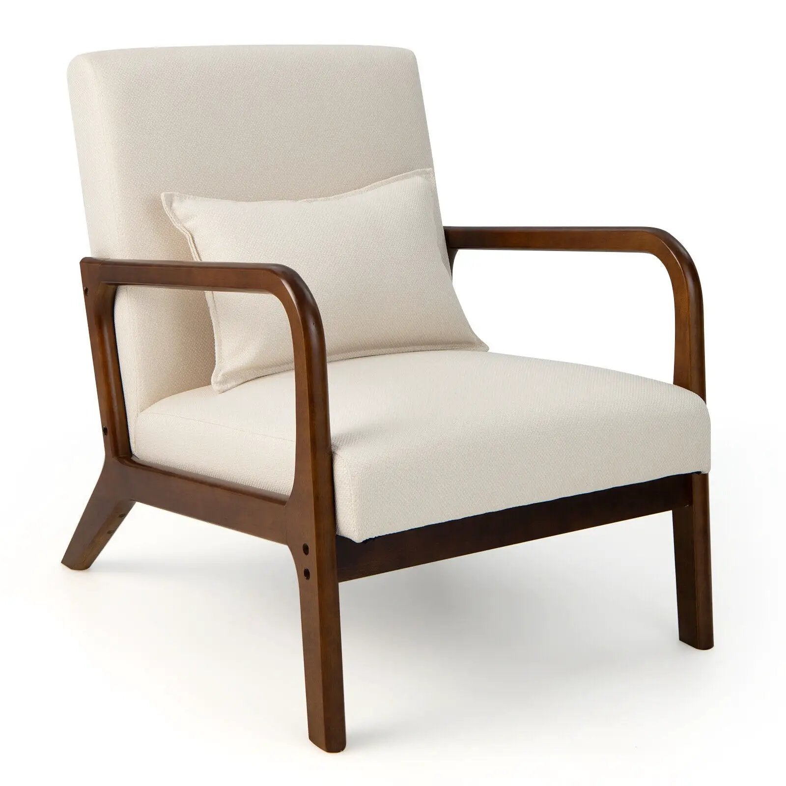 Modern Accent Chair with Rubber Wood Frame and Lumbar Pillow by DirectDeals