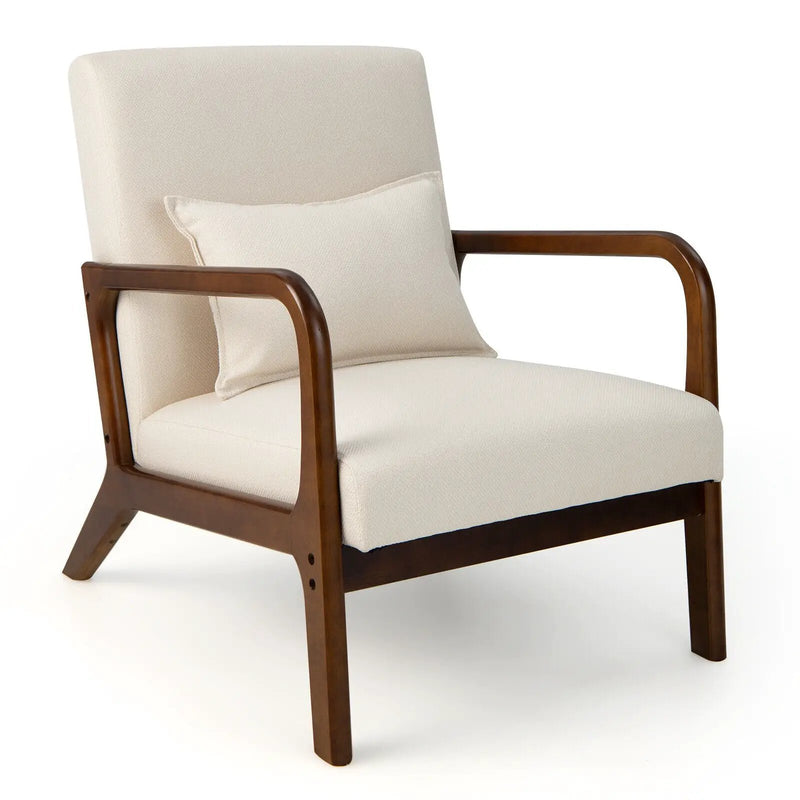 Modern Accent Chair with Rubber Wood Frame and Lumbar Pillow by DirectDeals