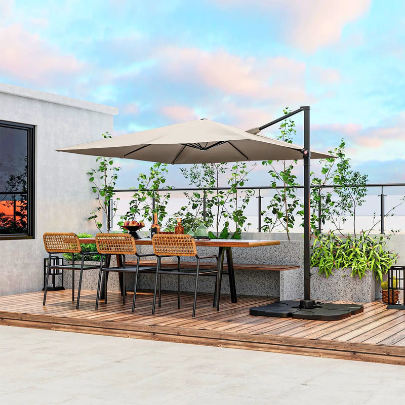 9.5 Feet Square Patio Cantilever Umbrella with 360° Rotation by DirectDeals