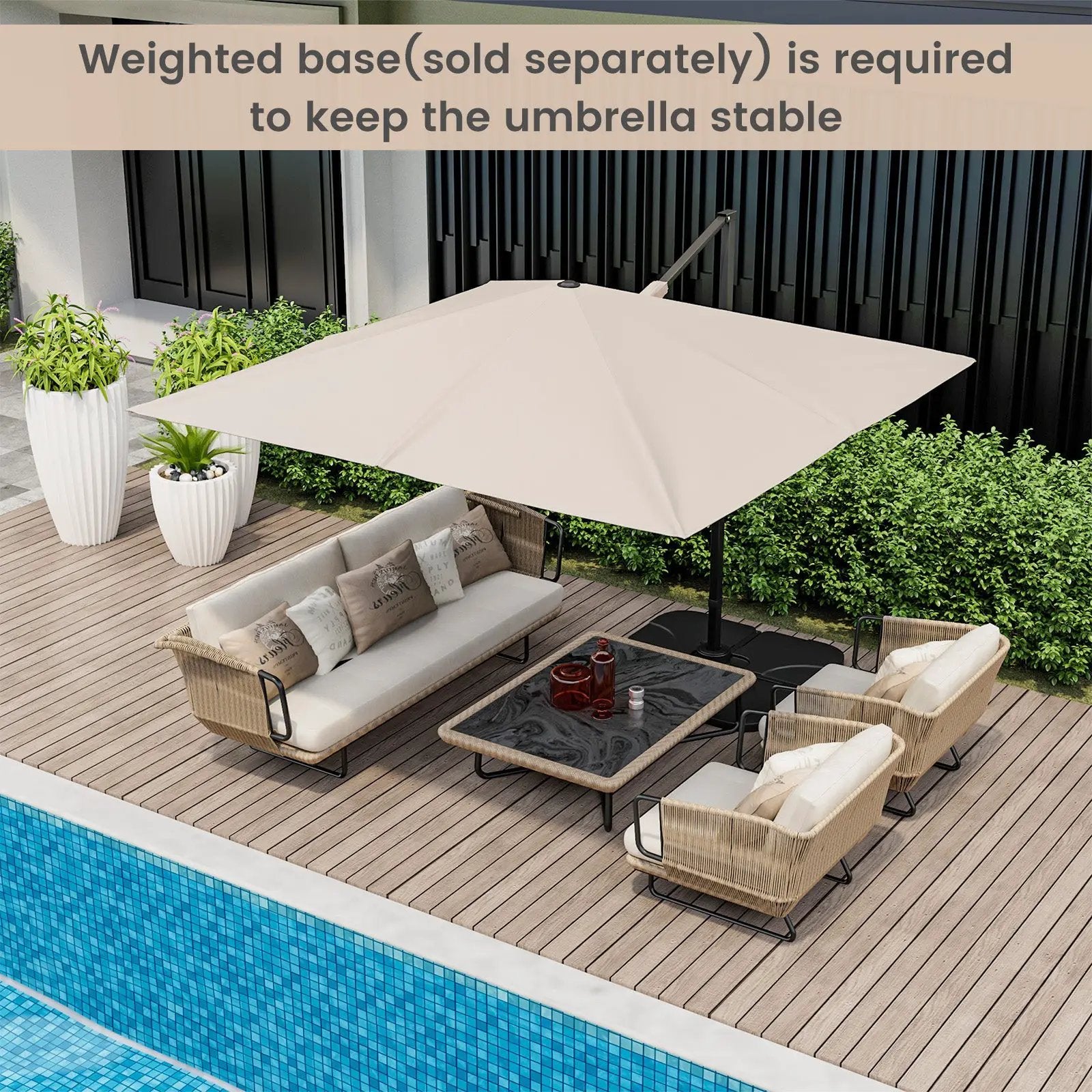 9.5 Feet Square Patio Cantilever Umbrella with 360° Rotation by DirectDeals