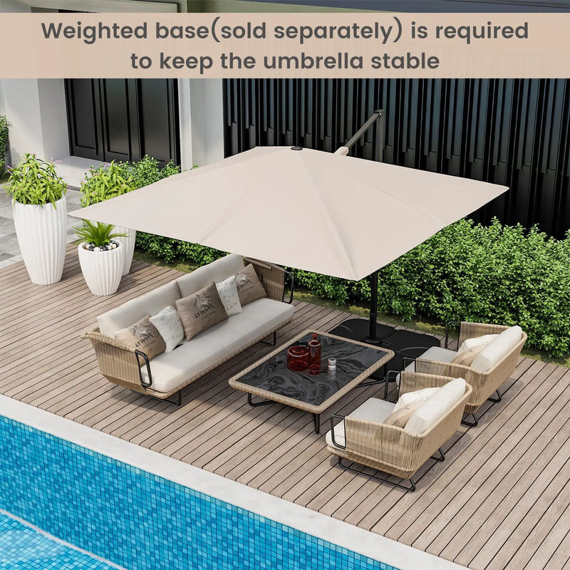 9.5 Feet Square Patio Cantilever Umbrella with 360° Rotation by DirectDeals