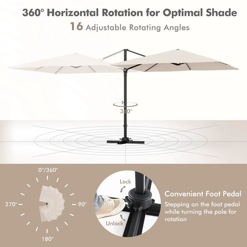 9.5 Feet Square Patio Cantilever Umbrella with 360° Rotation by DirectDeals