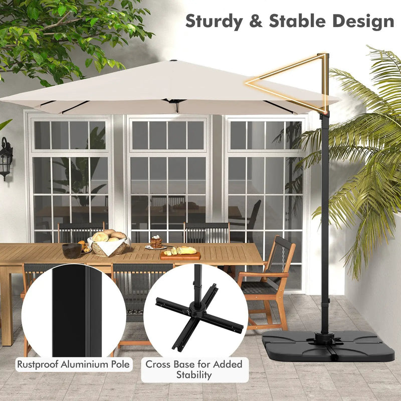 9.5 Feet Square Patio Cantilever Umbrella with 360° Rotation by DirectDeals
