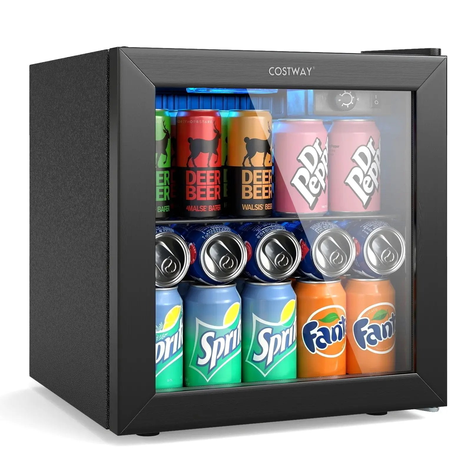 Beverage Refrigerator Cooler 1.3 Cu. Ft. 12 Bottles 55 Cans Mini Fridge-Black by DirectDeals