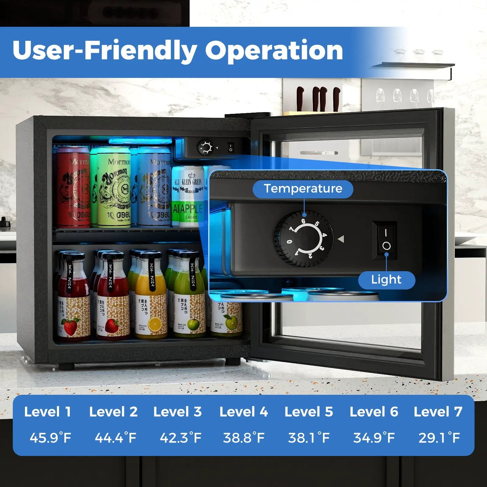 Beverage Refrigerator Cooler 1.3 Cu. Ft. 12 Bottles 55 Cans Mini Fridge-Black by DirectDeals