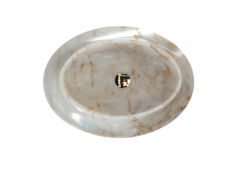 Bianco Gold Marble Special Design Oval Sink Polished (W)15.7" (L)22.4" (H)5.5" by GobekDesign