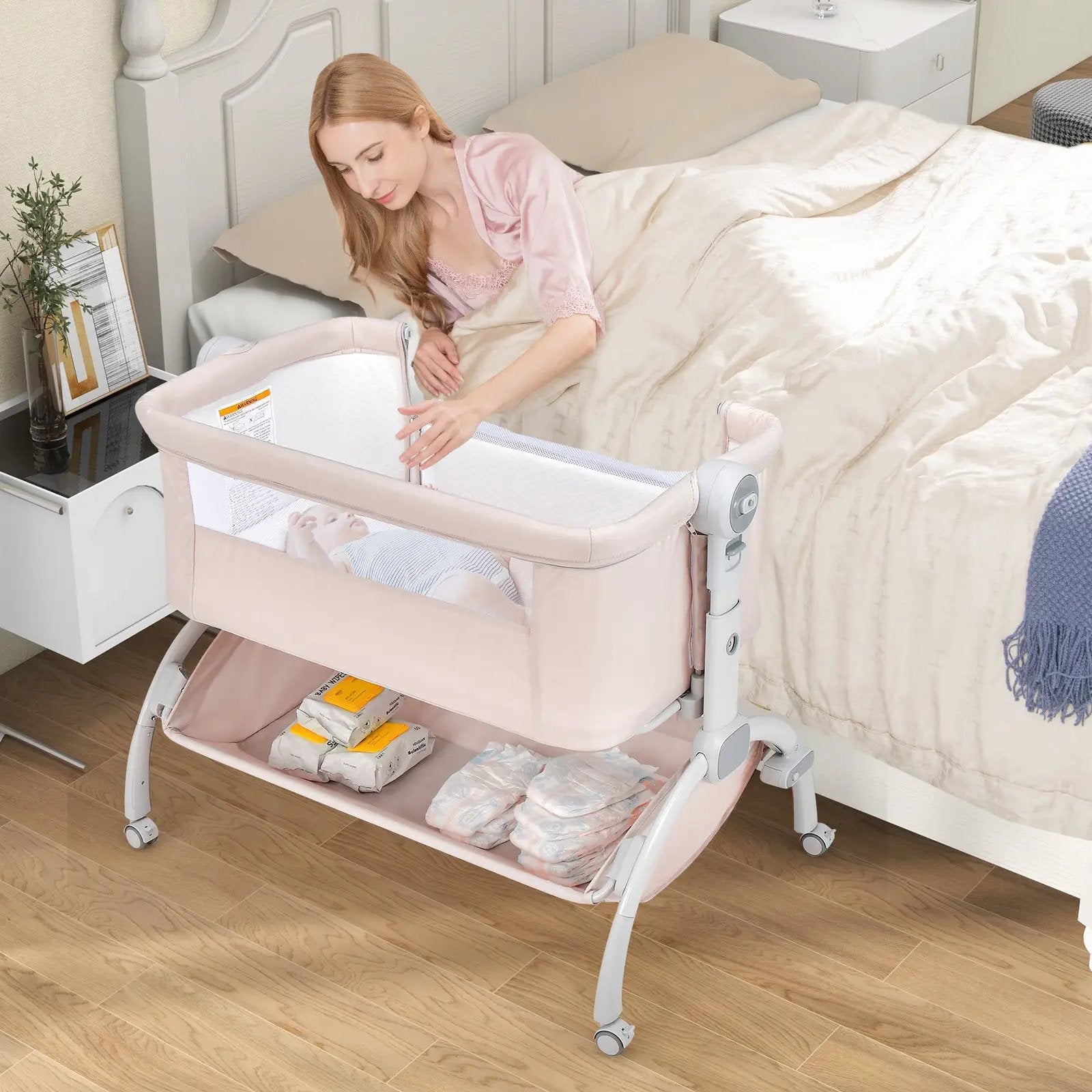 3-in-1 Baby Bassinet with Double-Lock Design and Adjustable Heights by DirectDeals