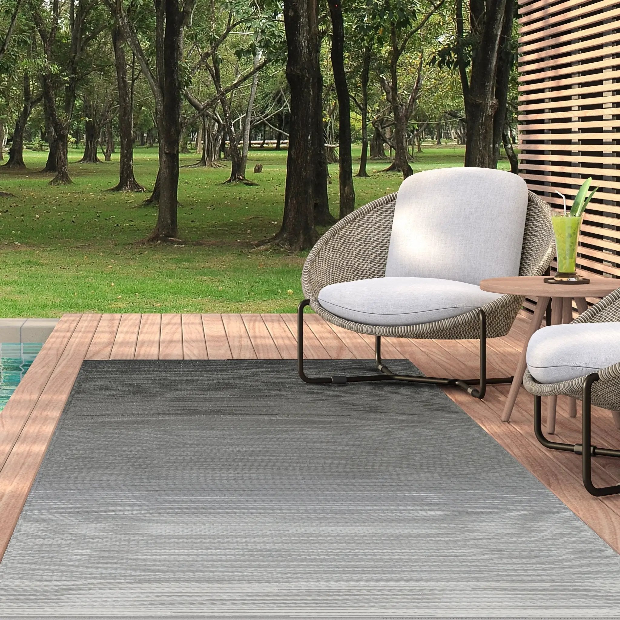 Big Sur - Ash Outdoor Rug for Patio by Fab Habitat