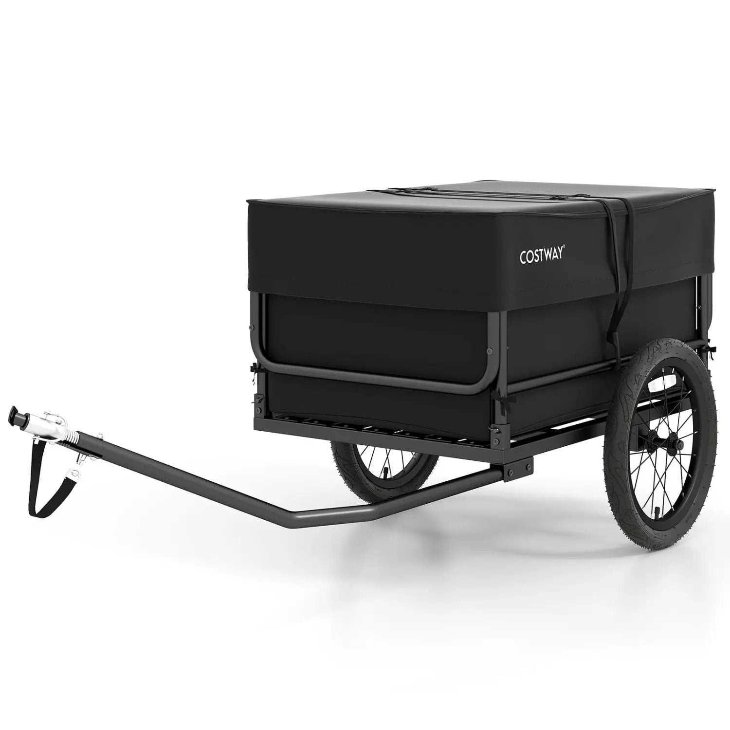 Bike Cargo Trailer with Bag and Cover Heavy-Duty Bicycle Wagon Cart-Black by DirectDeals