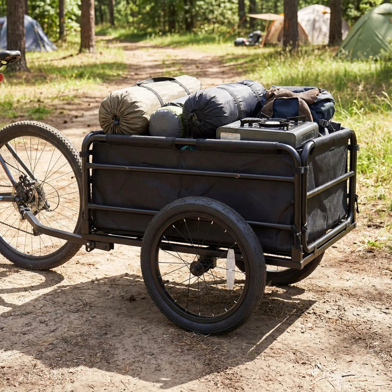 Bike Cargo Trailer with Bag and Cover Heavy-Duty Bicycle Wagon Cart-Black by DirectDeals