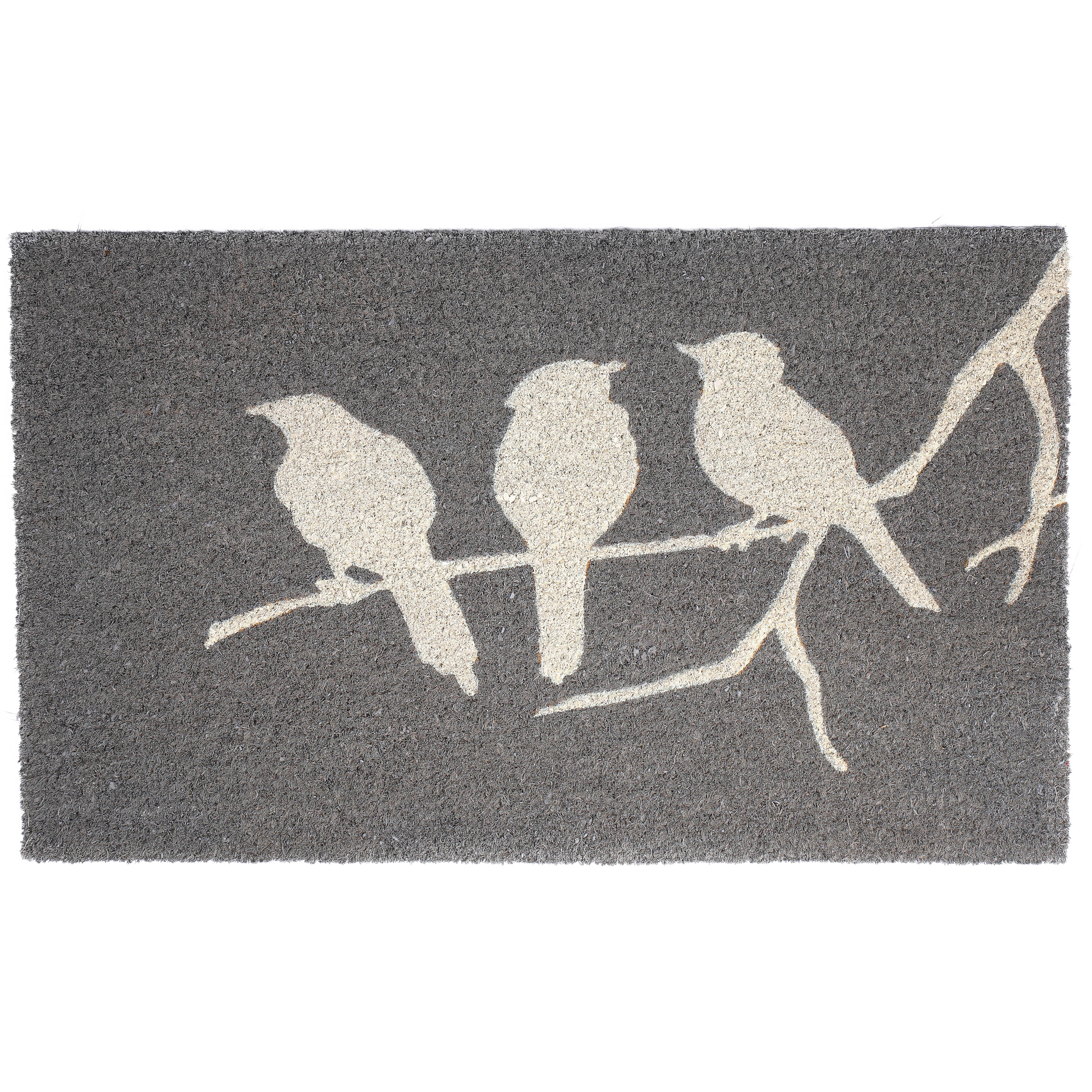 Birds On Branch - Gray Coir Doormat by Fab Habitat