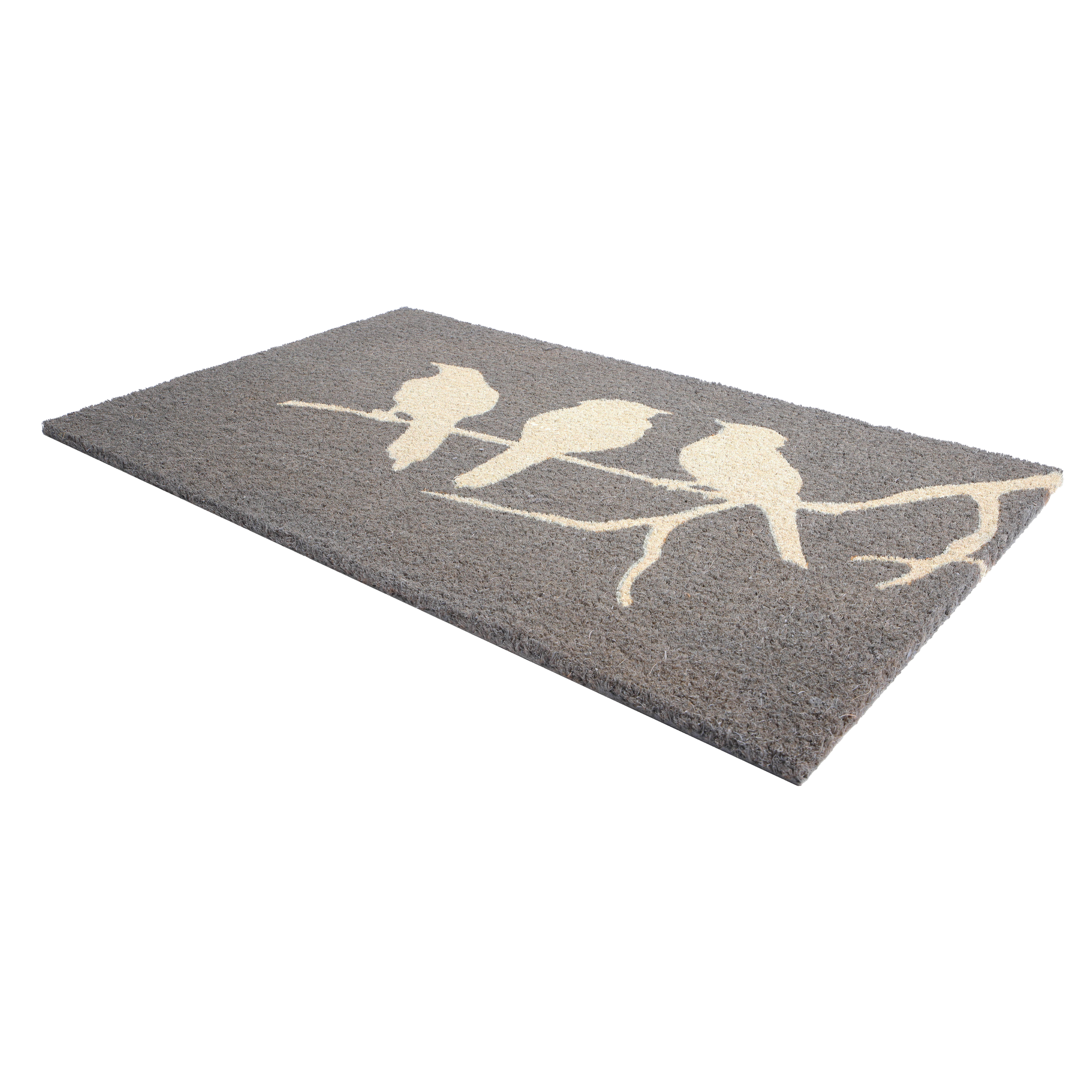 Birds On Branch - Gray Coir Doormat by Fab Habitat