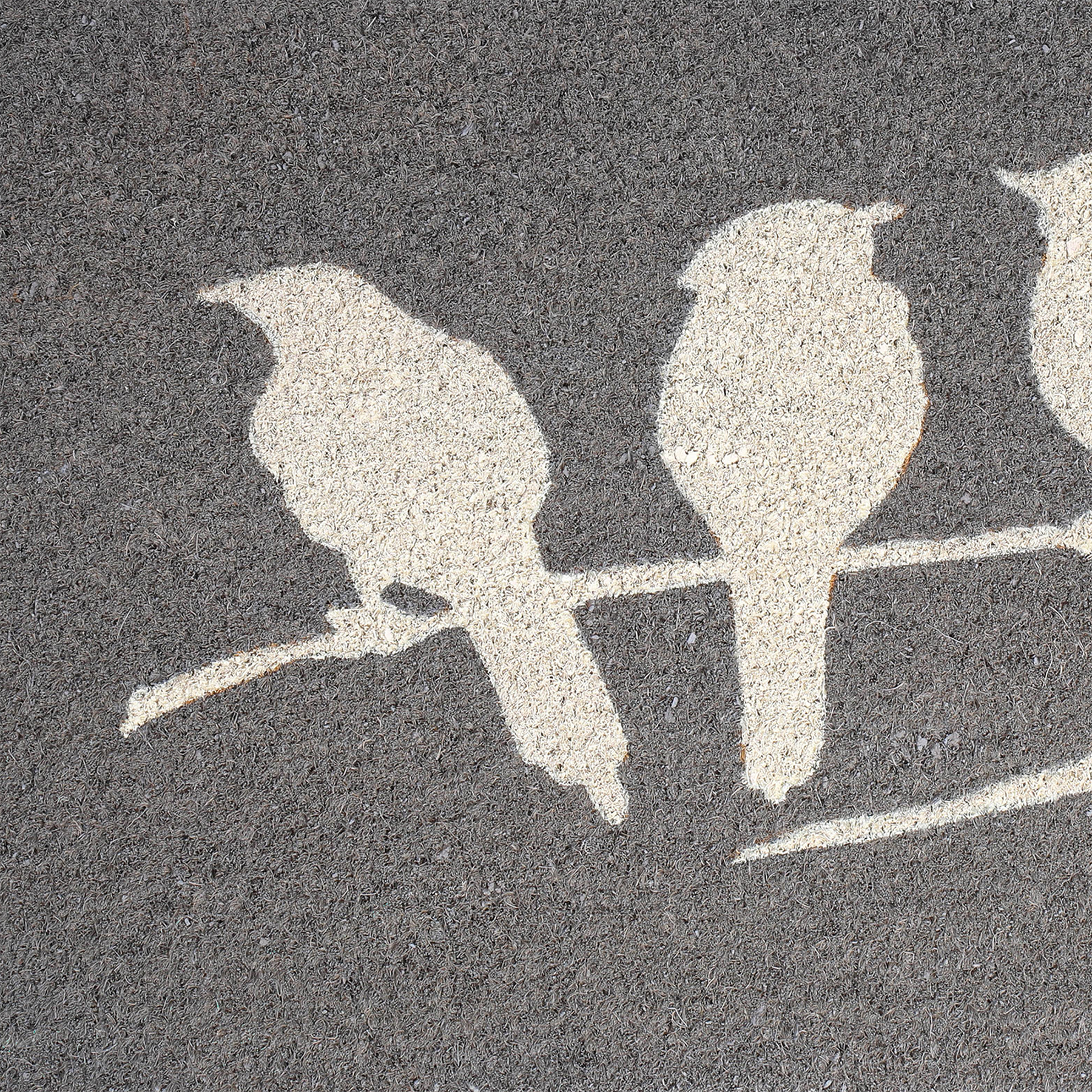 Birds On Branch - Gray Coir Doormat by Fab Habitat