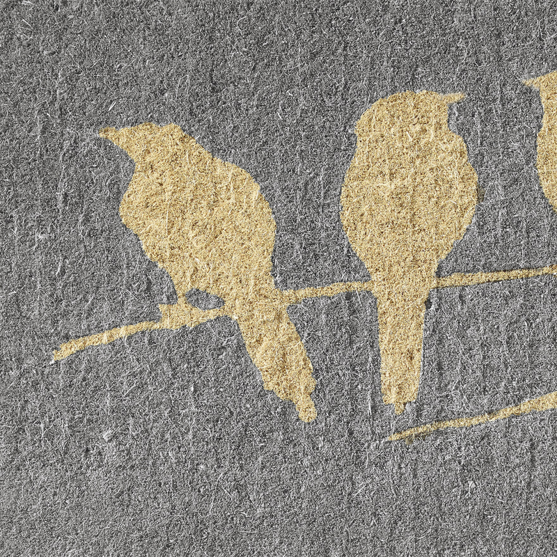 Birds On Branch - Gray Coir Doormat by Fab Habitat