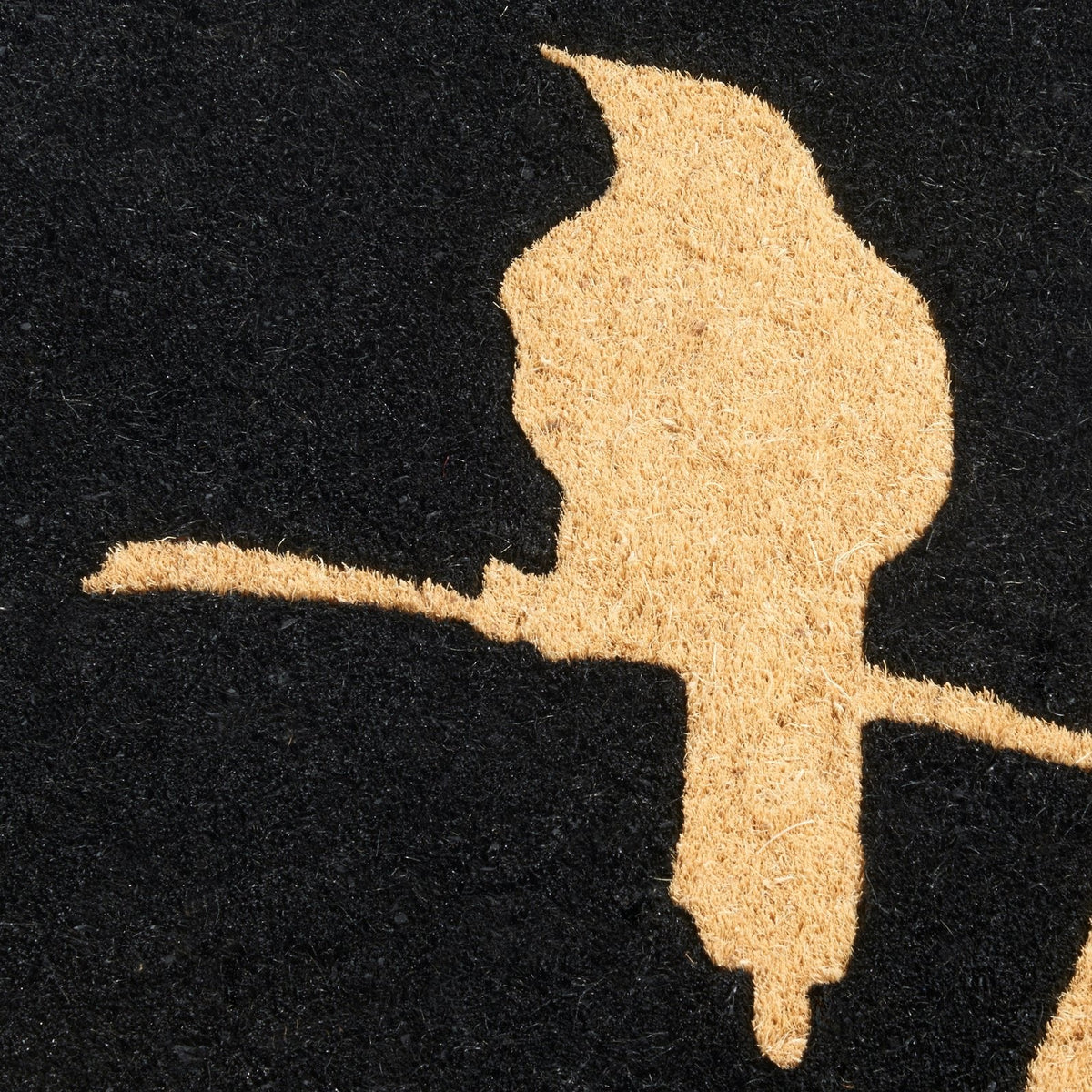 Birds On Branch - Black Coir Doormat, detail