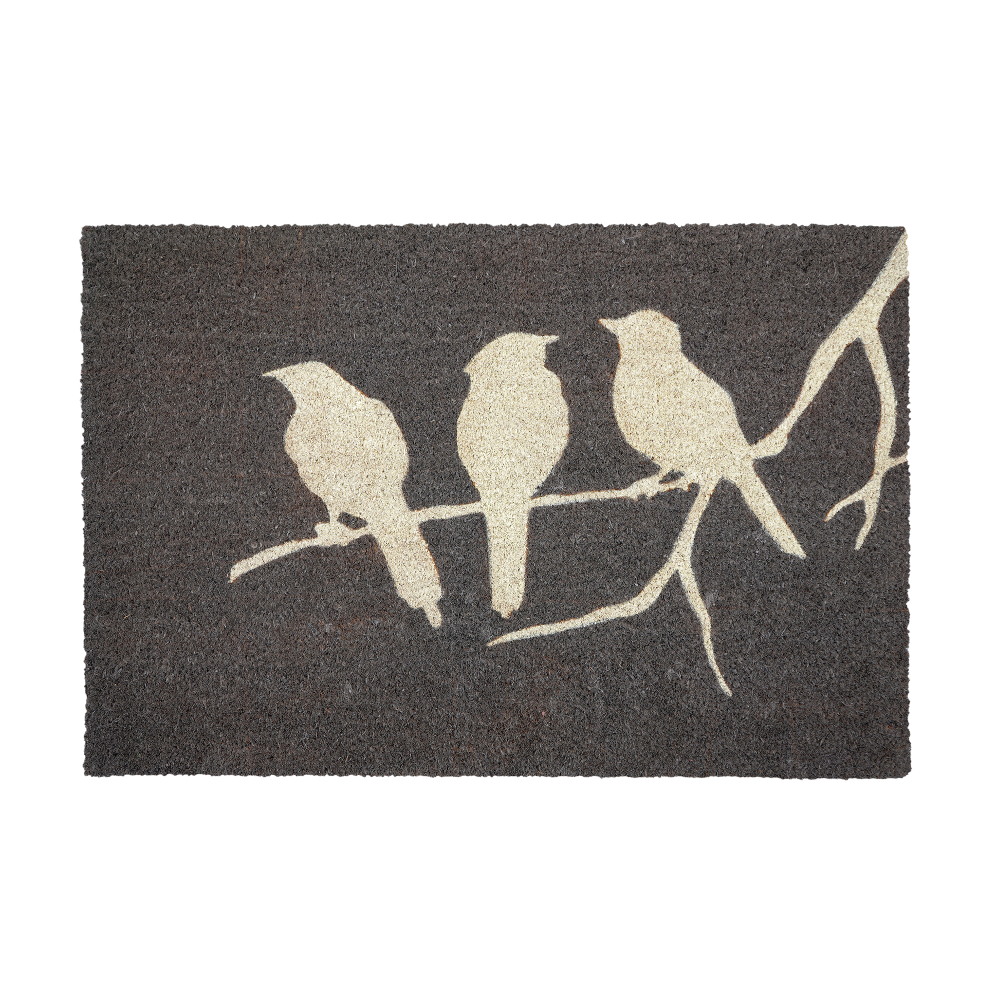 Birds On Branch - Gray Coir Doormat by Fab Habitat