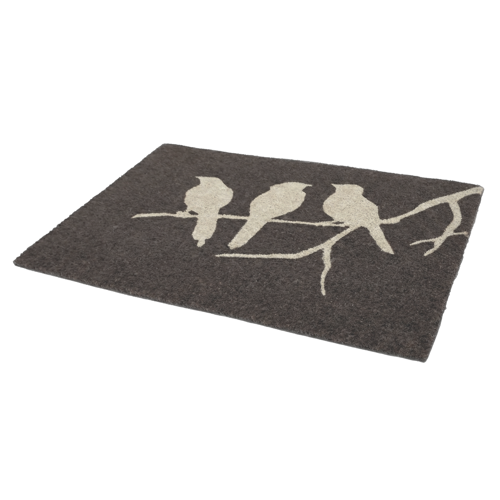 Birds On Branch - Gray Coir Doormat by Fab Habitat
