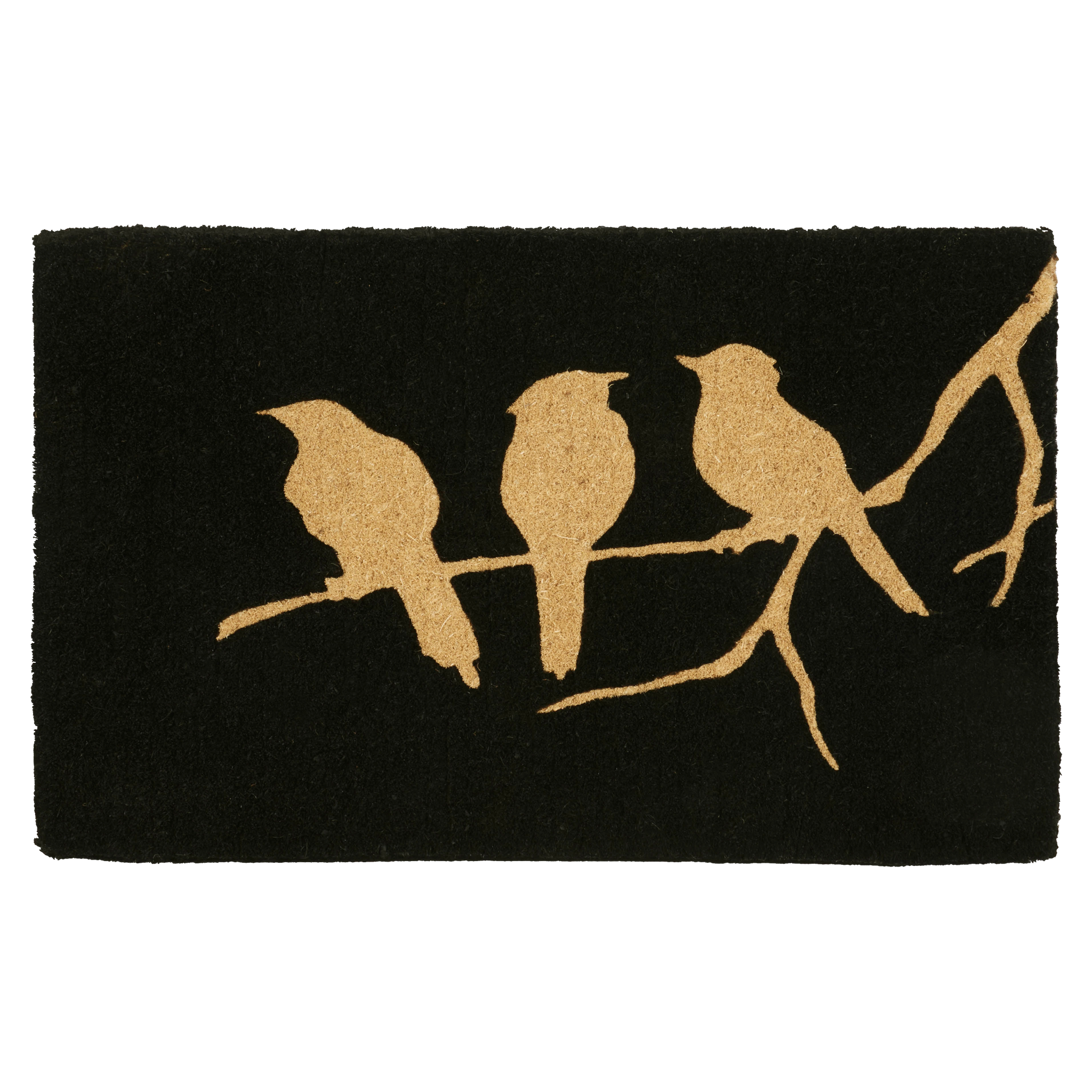 Birds On Branch - Black Coir Doormat by Fab Habitat