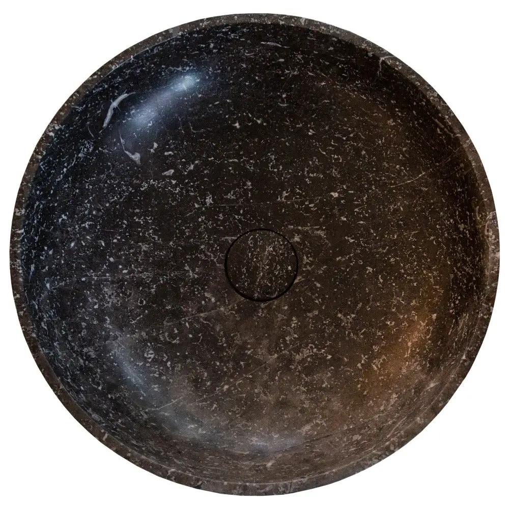 Black Marble Pedestal Round Sink with Polished Finish - 20 Diameter by 33.5 Inches by GobekDesign