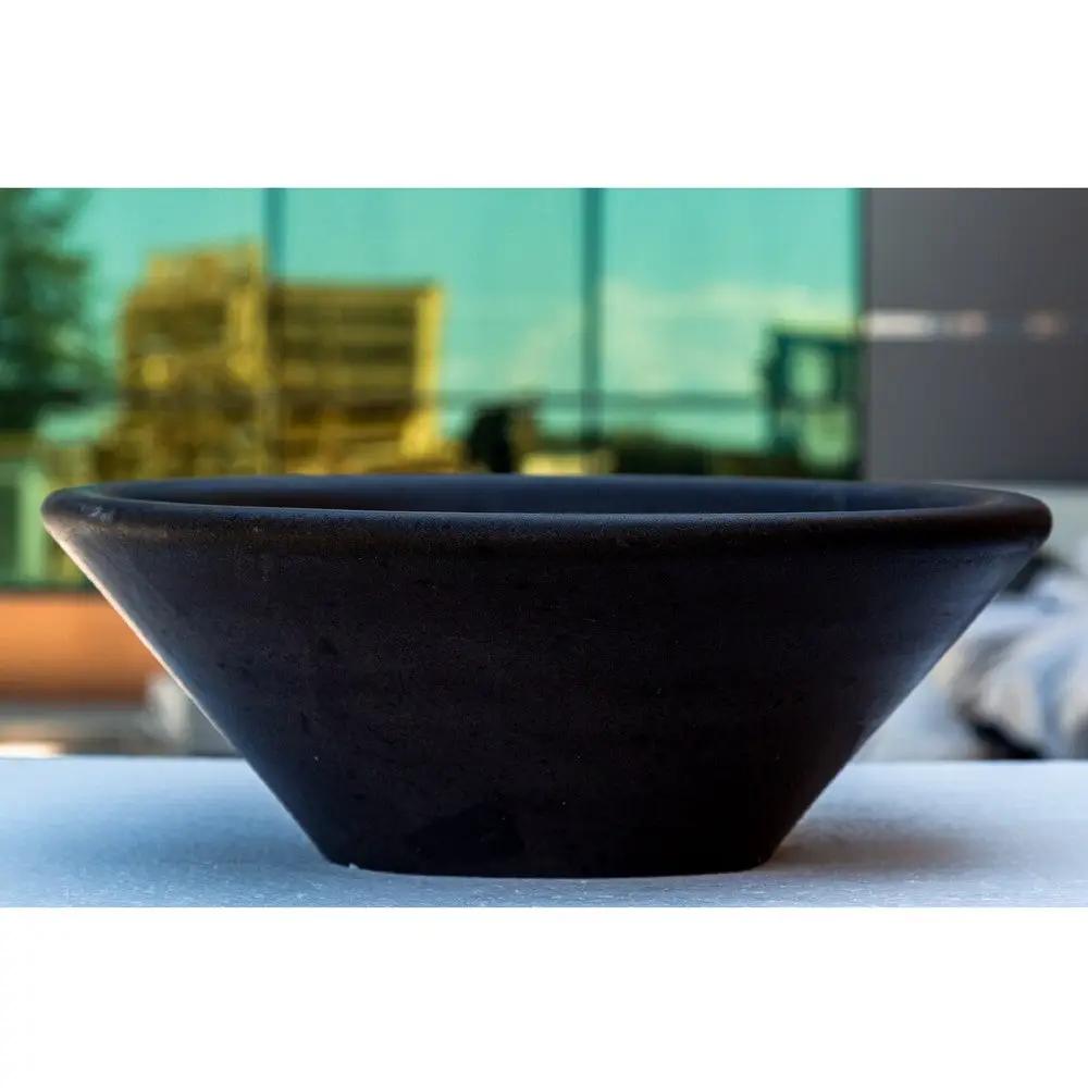 Black Andesite Natural Stone V-Shape Tapered Sink Honed-Matte by GobekDesign