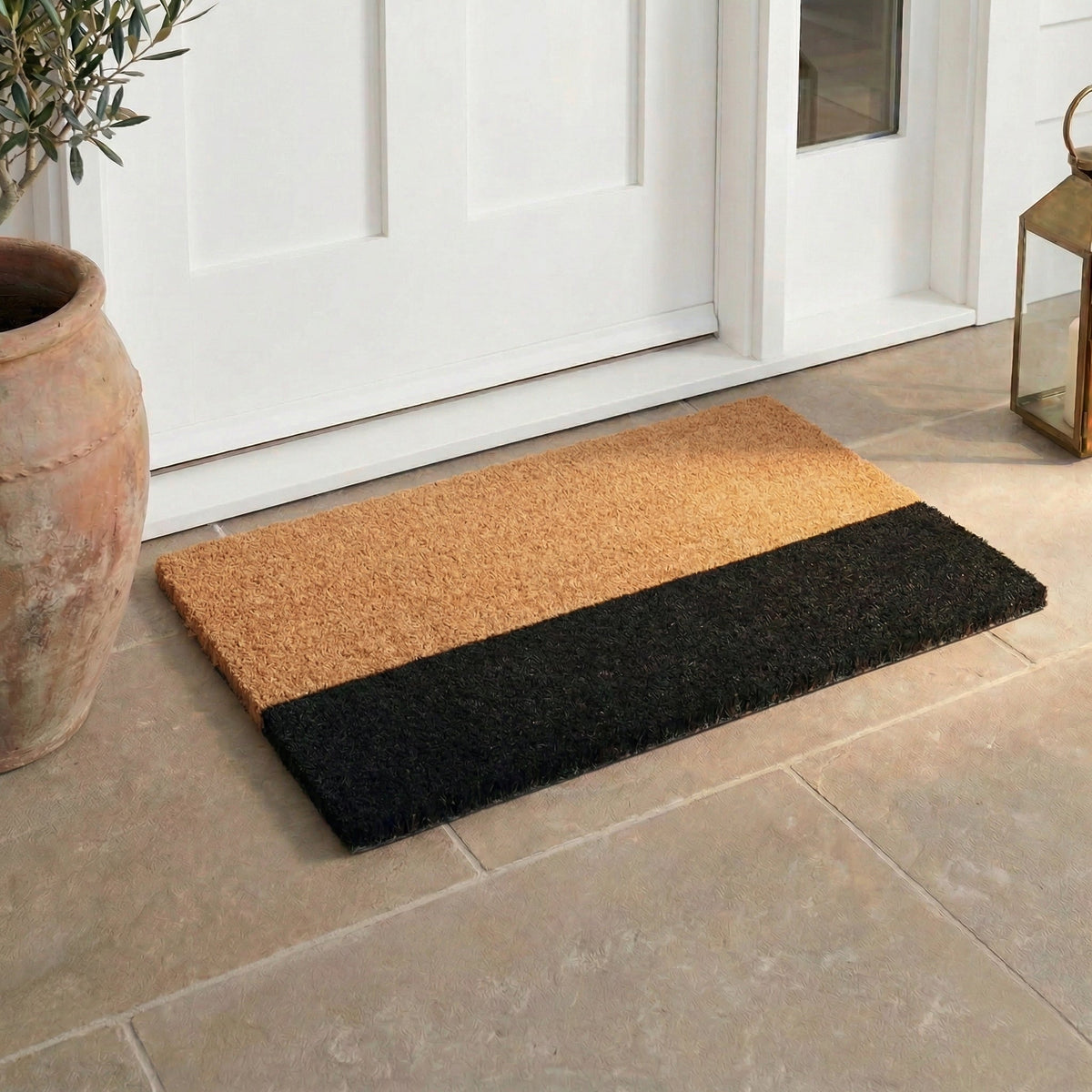 Black Belt Natural & Black Coir Doormat