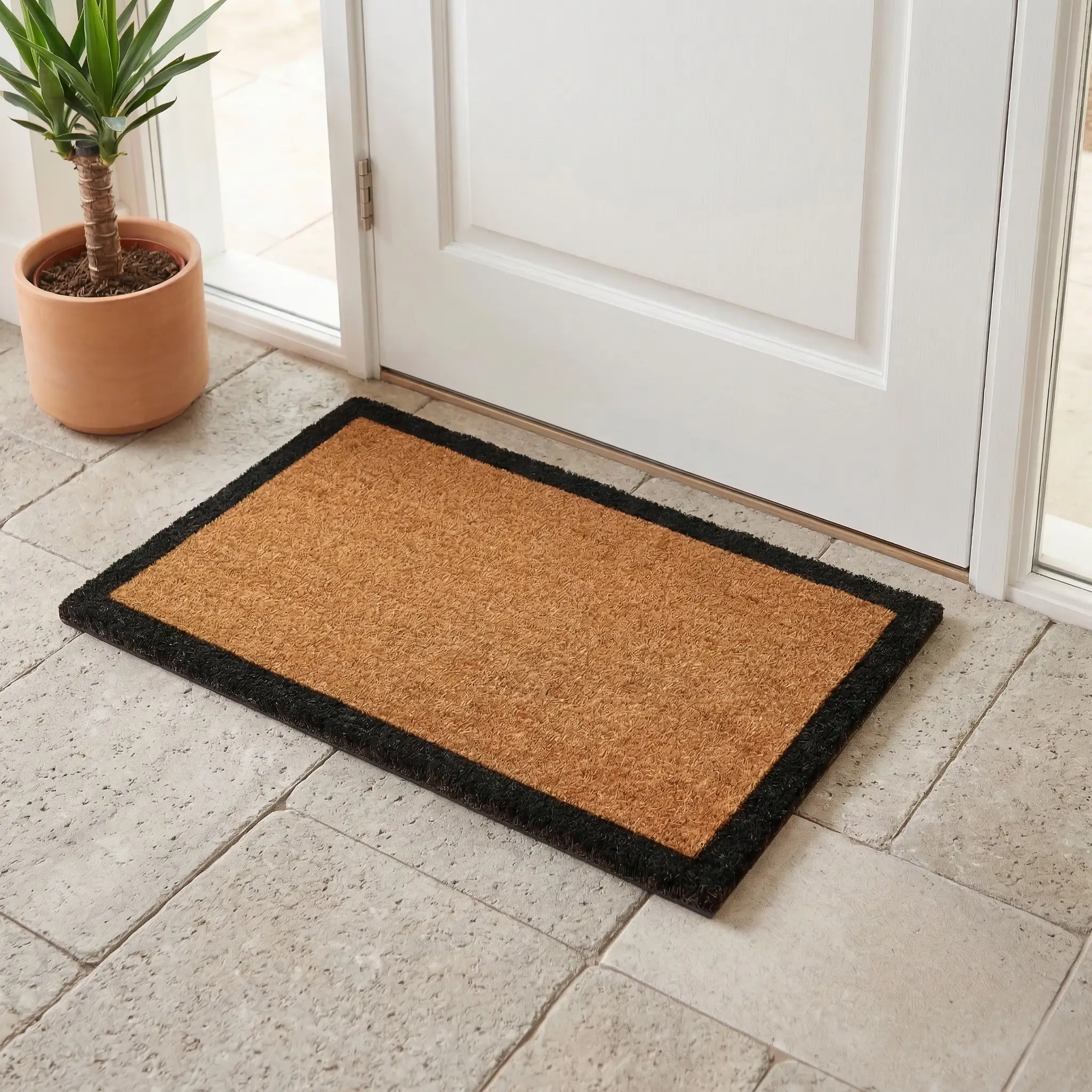 Black Border Coir Doormat by Fab Habitat
