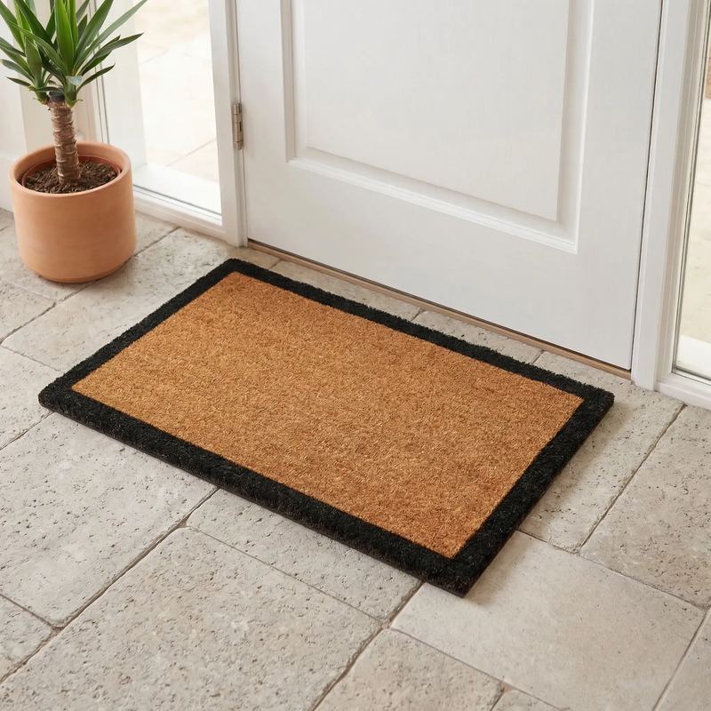 Black Border Coir Doormat by Fab Habitat