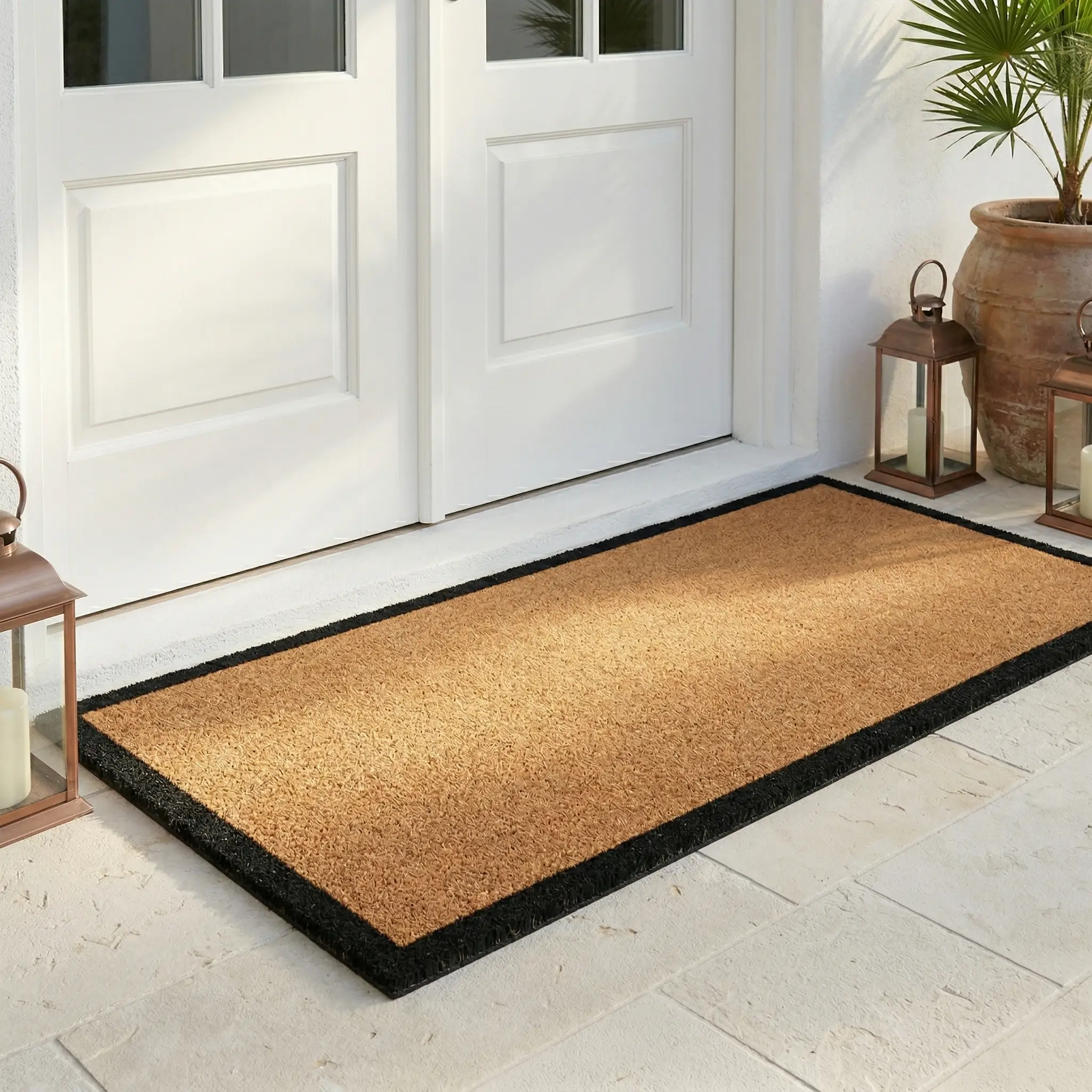 Black Border Coir Doormat by Fab Habitat