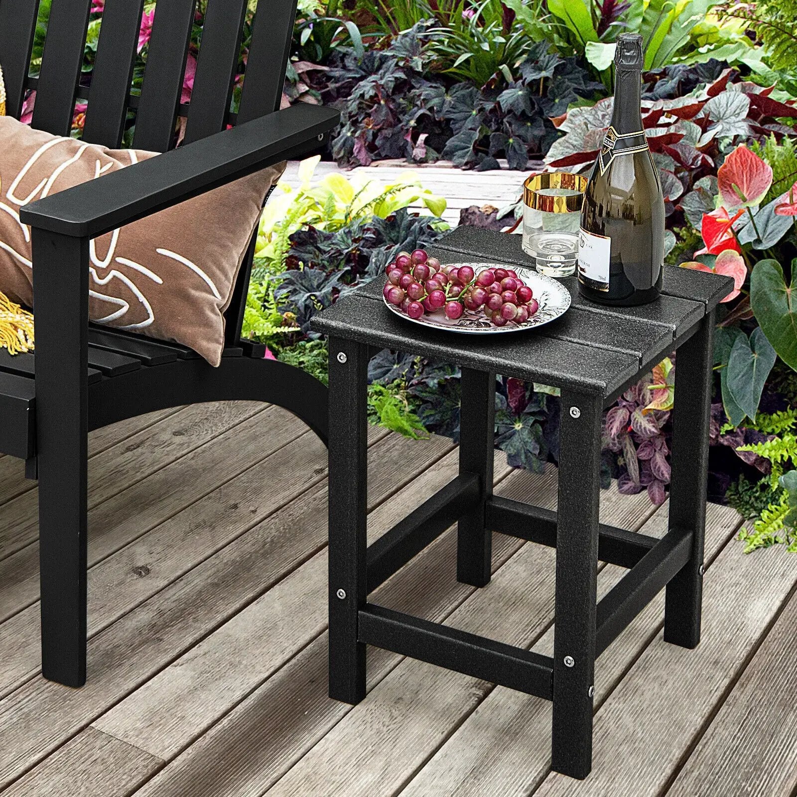 14 Inch Square Weather-Resistant Adirondack Side Table by DirectDeals
