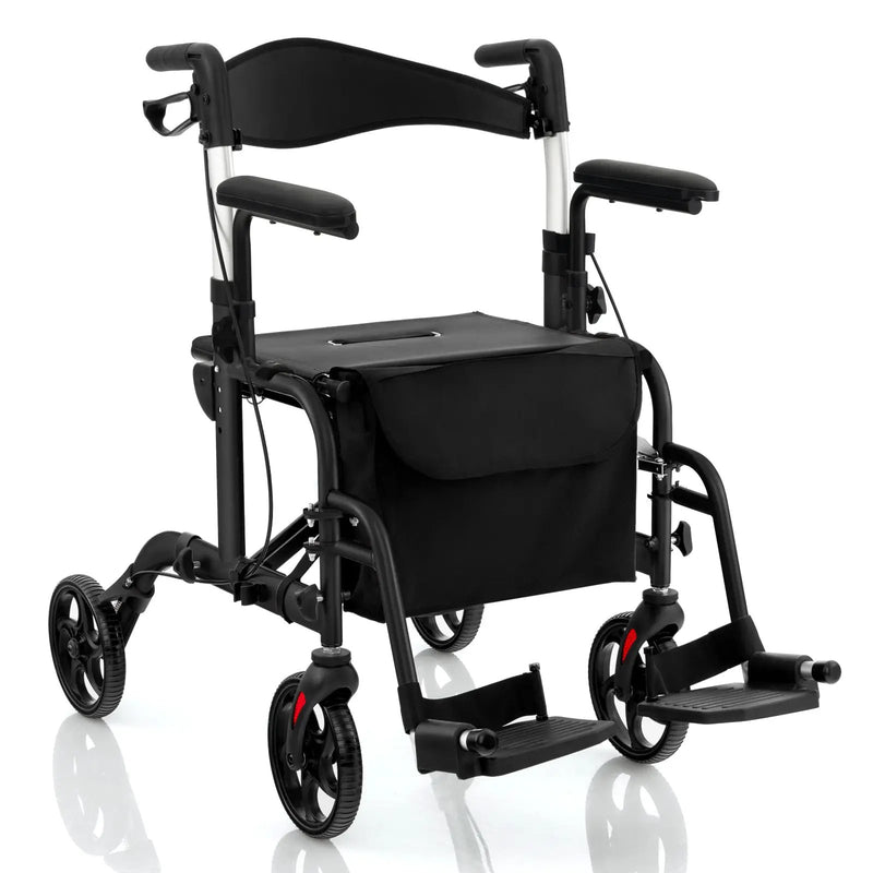 Folding Rollator Walker with Seat and Wheels Supports up to 300 lbs by DirectDeals