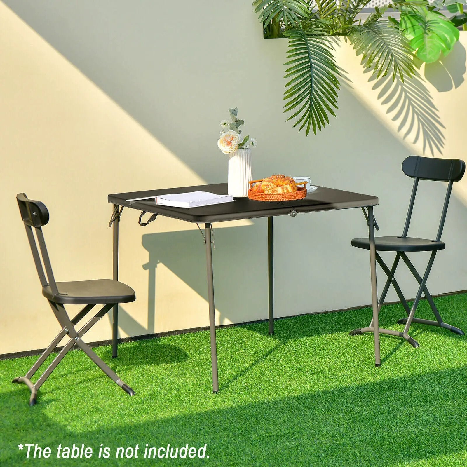 2 Pieces Outdoor Folding Chair Set with Sturdy Frame and Ergonomic Backrest by DirectDeals