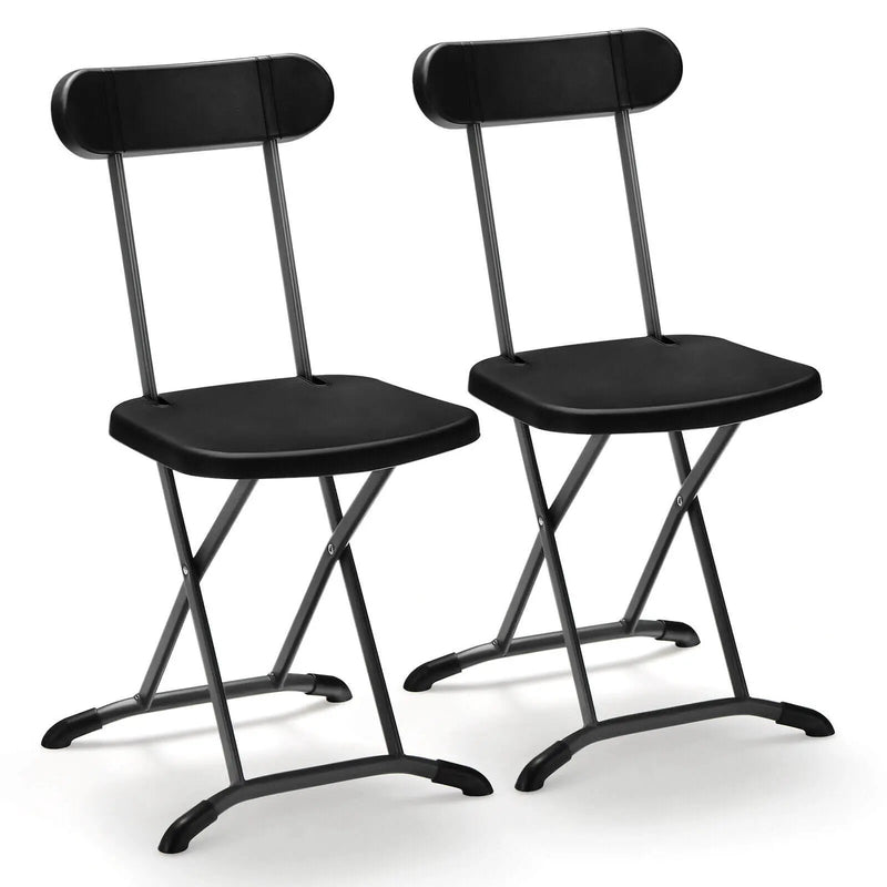 2 Pieces Outdoor Folding Chair Set with Sturdy Frame and Ergonomic Backrest by DirectDeals