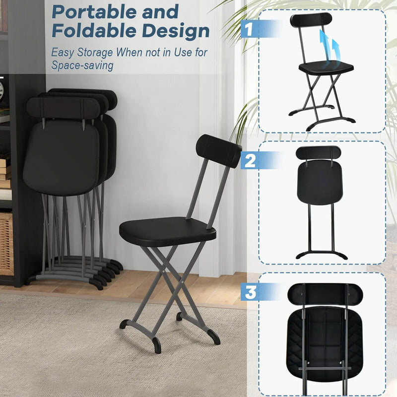 2 Pieces Outdoor Folding Chair Set with Sturdy Frame and Ergonomic Backrest by DirectDeals