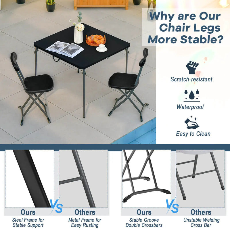 2 Pieces Outdoor Folding Chair Set with Sturdy Frame and Ergonomic Backrest by DirectDeals
