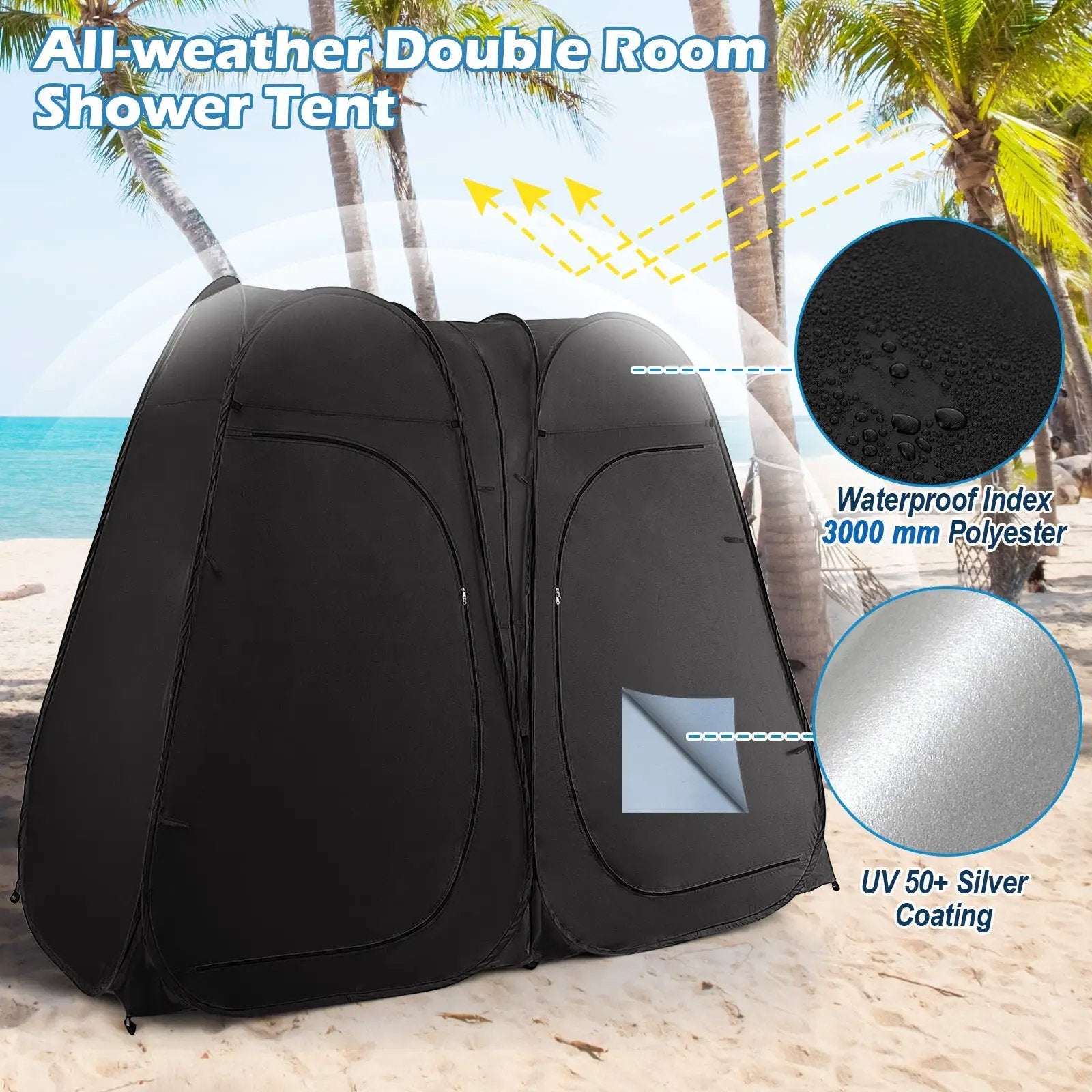 Oversized Pop Up Shower Tent with Window Floor and Storage Pocket by DirectDeals