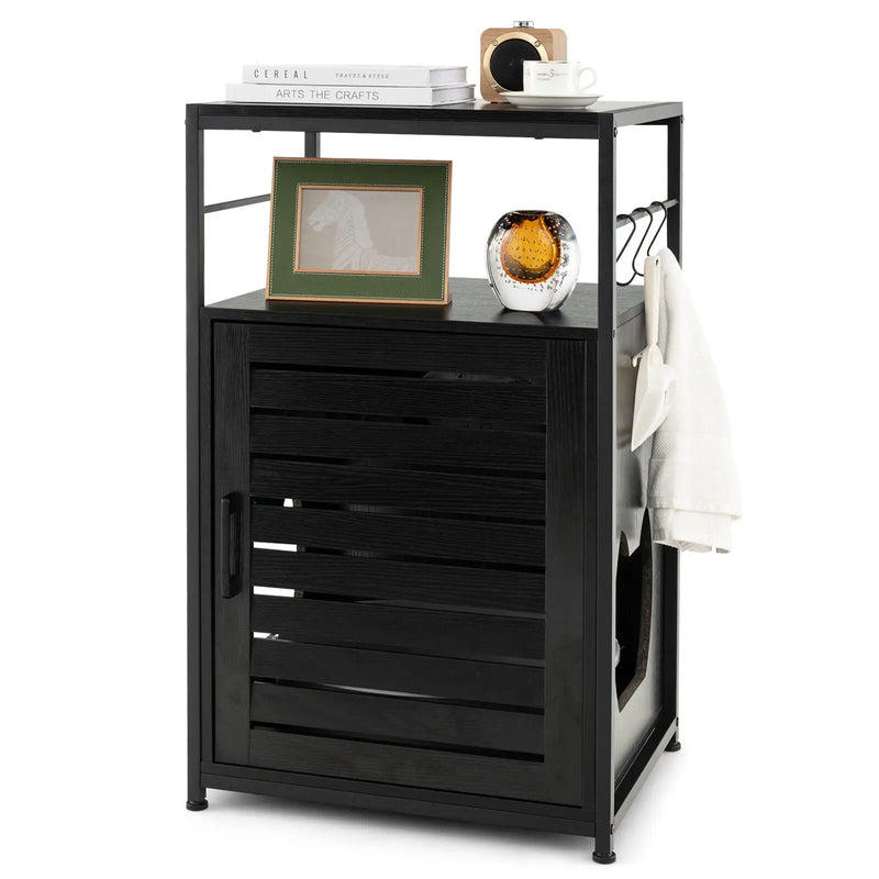 Cat Litter Box Enclosure with Louvered Door and 3-Tier Shelf by DirectDeals
